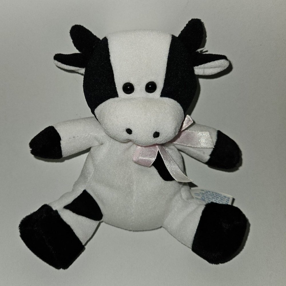 Just Friends Cow Bean Bag Plush 7" Stuffed Animal Toy Pink Bow Chosun 1997